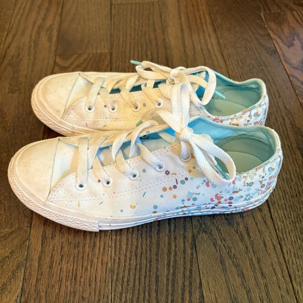 Converse‎ All Star Junior Size 4 Sneakers Shoes Floral Confetti Multicolor Cute